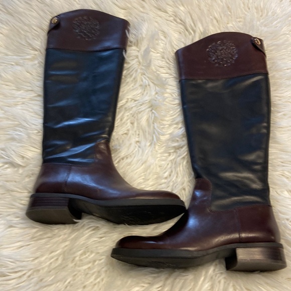 Vince Camuto Shoes - Vince Camuto Karen Equestrian Leather
Boot Brown & Black 6 1/2 M